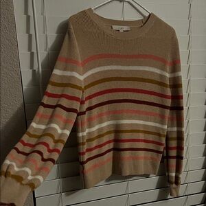 LOFT Multicolor Striped Knit Sweater